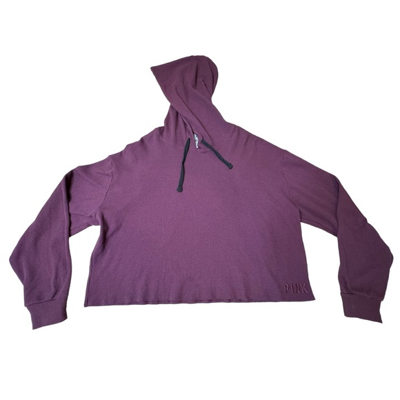 Victoria’s Secret PINK Waffle-Weave Purple Cropped Hoodie Size Large, EUC - Picture 5 of 6